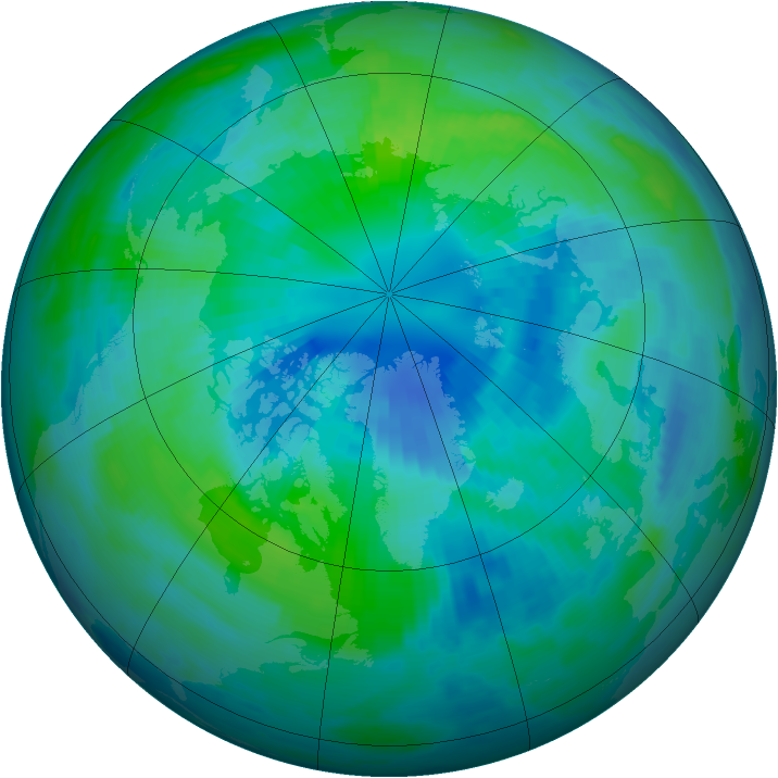 Arctic ozone map for 01 October 1996